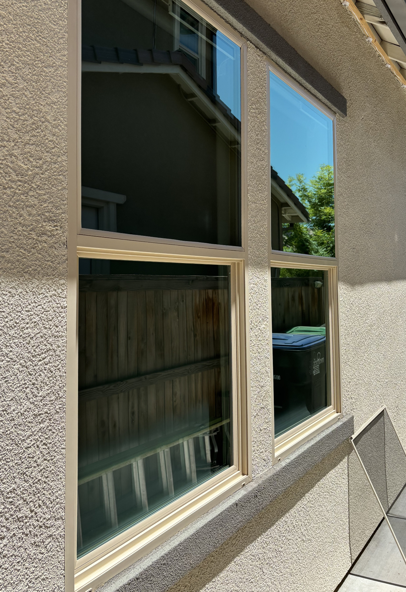 Crystal clear window after professional cleaning service with streak-free shine