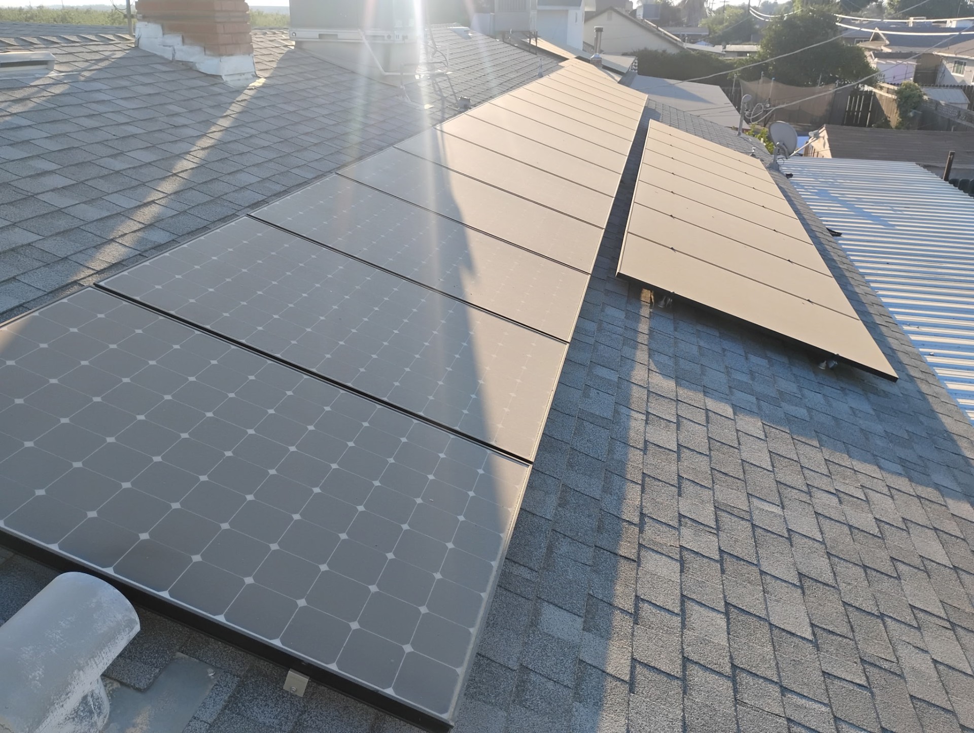 Solar panels before cleaning - dusty and dirty